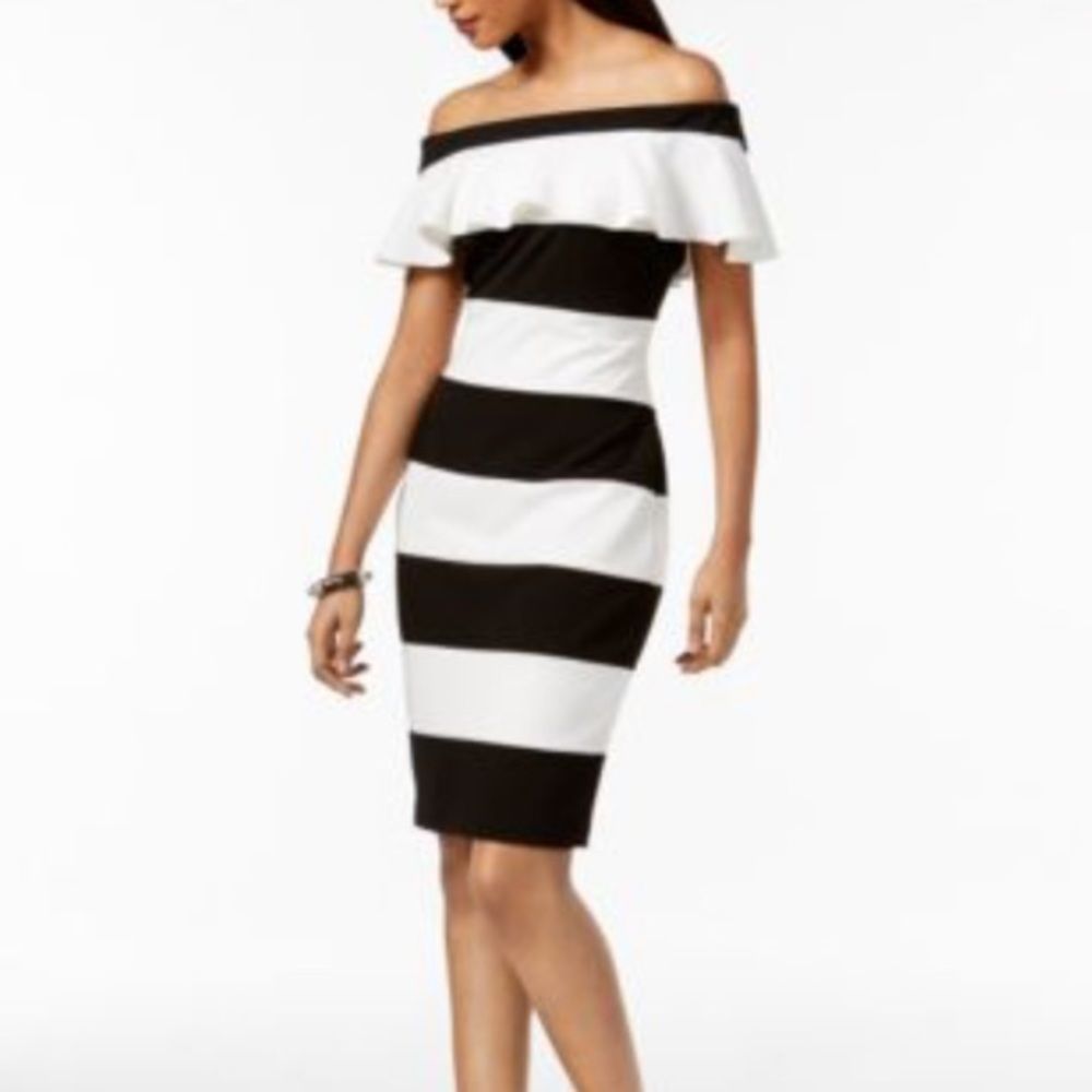 Adrianna Papell Striped Dress - Picture 2 of 7